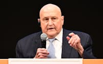 日経・CSIS共催シンポジウムで討論するリチャード・アーミテージ元米国務副長官（2024年11月、東京・大手町）